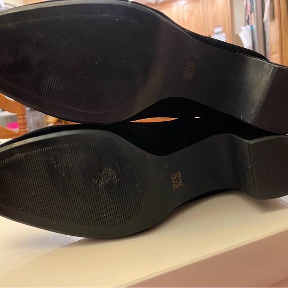 Anne Klein Black Velvet Boots with Rhinestone Elements - Picture 7 of 7